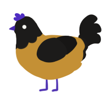 A gold and sable chicken with a head pattern