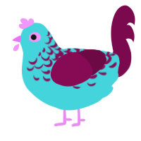 A aqua and wine chicken with a half-lace pattern