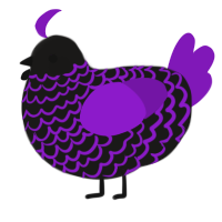 A sable and violet chicken with a lace pattern