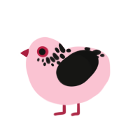 Feral Rose, a rose and black chicken with a neck-speckle pattern