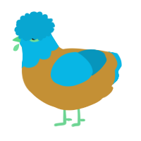 A gold and cerulean chicken with a head pattern