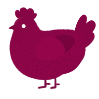 A maroon chicken with a double-lace pattern