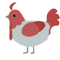 A silver and red chicken with a head pattern
