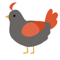 A grey and vermilion chicken