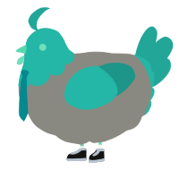A ash and turquoise chicken with a head pattern