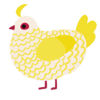 A cream and yellow chicken with a lace pattern