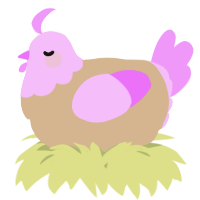 A beige and lavender chicken with a head pattern