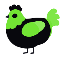 A white and violet chicken with a head pattern