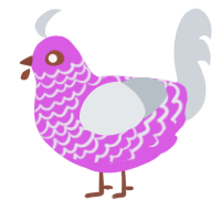 A orchid and mist chicken with a lace pattern
