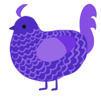 A indigo and blurple chicken with a lace pattern