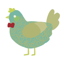 A red and overcast chicken with a double-lace pattern