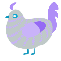 A silver and lilac chicken with a bar pattern