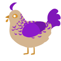 A beige and violet chicken with a half-lace pattern