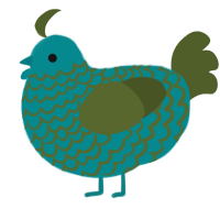 A teal and olive chicken with a lace pattern