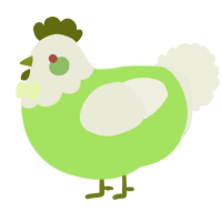A violet and sable chicken with a head pattern