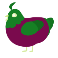 A wine and leaf chicken with a head pattern