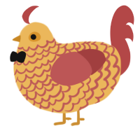 A honey and red chicken with a lace pattern