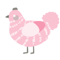 A rose chicken with a bar pattern