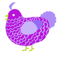A amethyst and lilac chicken with a lace pattern