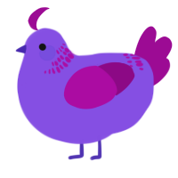 A blurple and plum chicken with a neck-band pattern