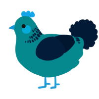 A teal and tumblr chicken with a neck-band pattern