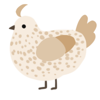 A cream and beige chicken with a speckle pattern