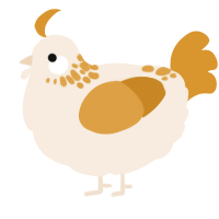 A cream and orange chicken with a neck-speckle pattern