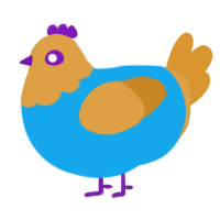 A sky and orange chicken with a head pattern