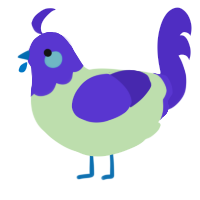 A gluppy and indigo chicken with a head pattern