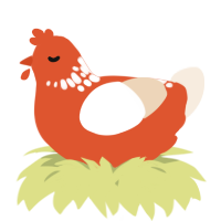A vermilion and cream chicken with a neck-speckle pattern