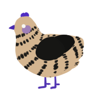 A beige and black chicken with a bar pattern