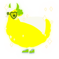 A yellow chicken with a lace pattern
