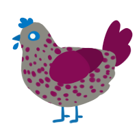 A ash and wine chicken with a speckle pattern