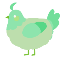 A gluppy and spring chicken with a head pattern