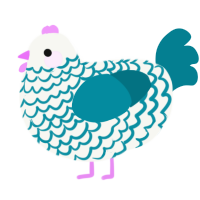 A white and sea chicken with a lace pattern
