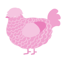 A pink chicken with a lace pattern