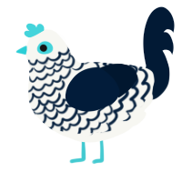 A white and tumblr chicken with a lace pattern