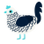 A white and tumblr chicken with a lace pattern