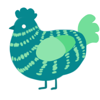 A teal and spring chicken with a bar pattern