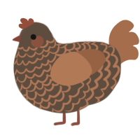 A bark and brown chicken with a lace pattern