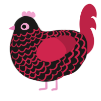 A sable and crimson chicken with a lace pattern