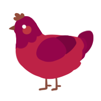 A crimson and maroon chicken with a head pattern