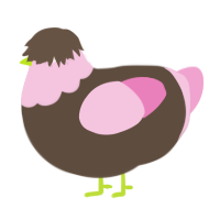 A bark and pink chicken with a head pattern
