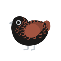 Toil, a sable and russet chicken with a half-lace pattern