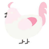 A white and rose chicken with a head pattern