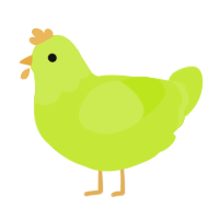 A lime chicken with a head pattern
