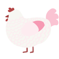 A white and rose chicken with a lace pattern
