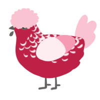 A crimson and rose chicken with a half-lace pattern