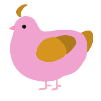 A pink and ochre chicken