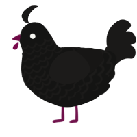A black and sable chicken with a lace pattern